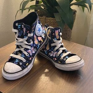 Converse Black High-Tops with Colorful Floral Pattern
